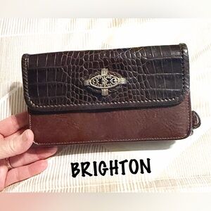 Brown Croc-Embossed Leather Wallet by Brighton